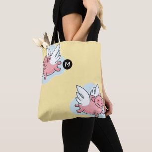 Flying Pig Chinese Year 2019 Monogram Yellow ToteB Tote Bag