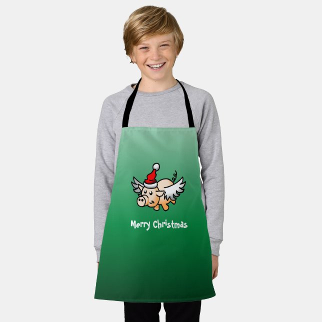 Flying Pig Christmas Apron (Worn)