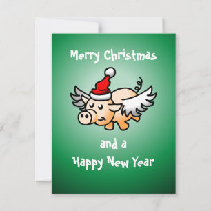 Flying Pig Christmas Card