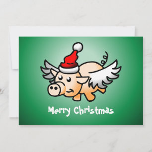 Flying Pig Christmas Card