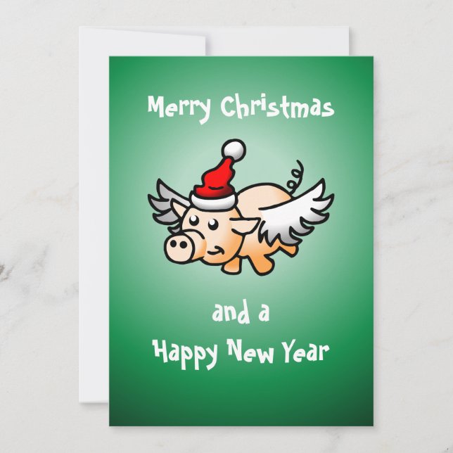 Flying Pig Christmas Card (Front)