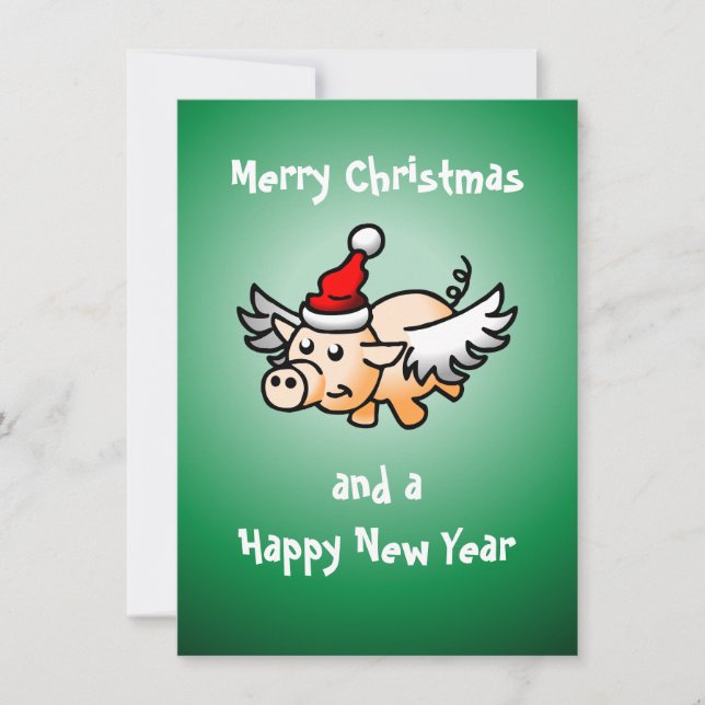 Flying Pig Christmas Card (Front)