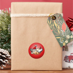 Flying Pig Christmas Classic Round Sticker