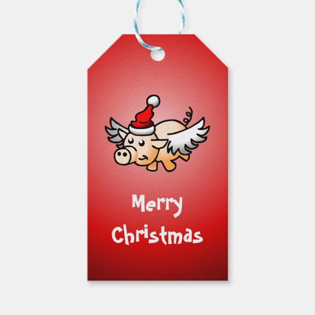 Flying Pig Christmas Gift Tag (Front)