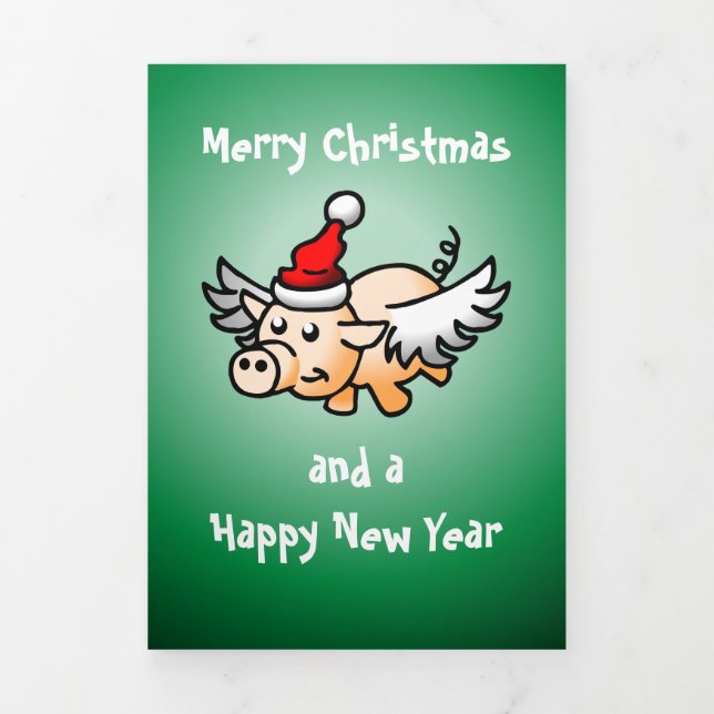 Flying Pig Christmas Photo Card (Cover)