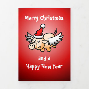 Flying Pig Christmas Photo Card