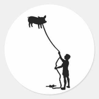 flying pig classic round sticker