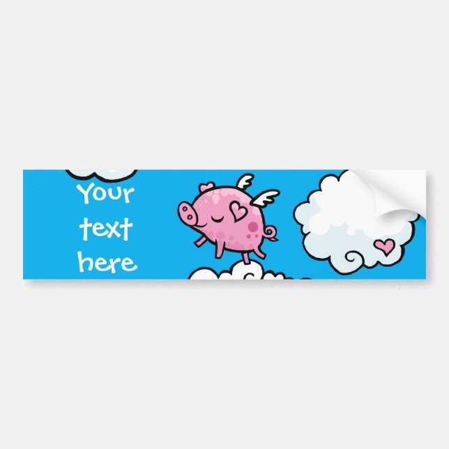 Flying pig clouds customisable bumper sticker (Front)