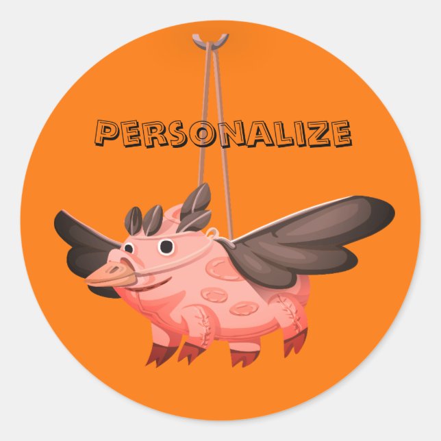 Flying pig crow costume fall cute autumn orange  classic round sticker (Front)