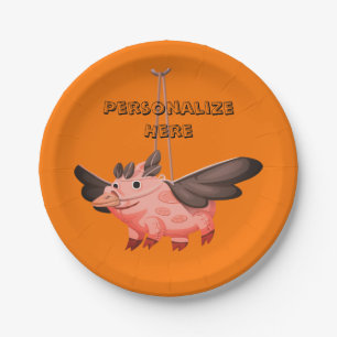 Flying pig crow costume fall cute autumn paper plate