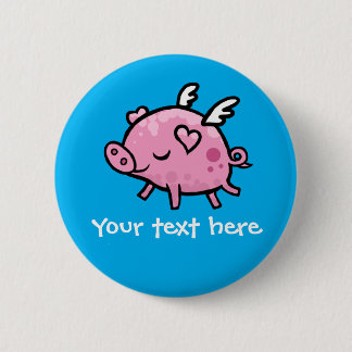 Flying pig customizable button badge
