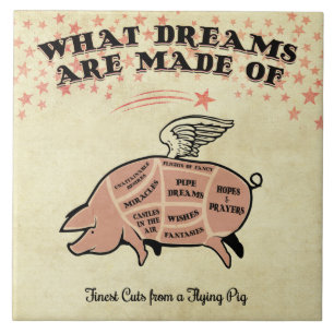 Flying Pig Cut Diagram Ceramic Tile