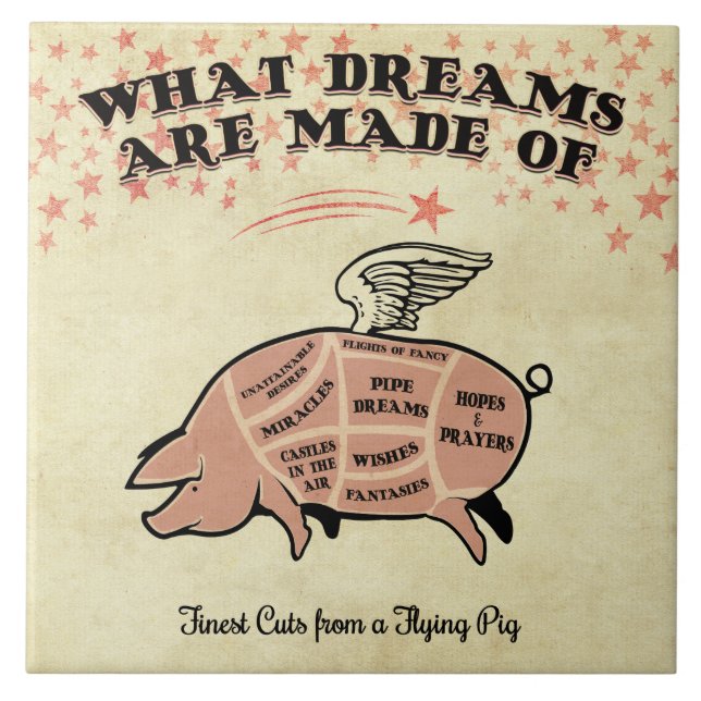 Flying Pig Cut Diagram Ceramic Tile (Front)