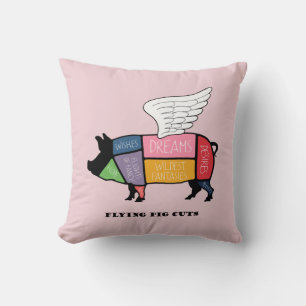 flying pig cut diagram pillow