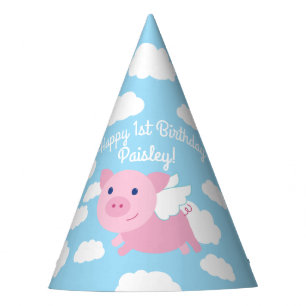 Flying Pig Cute 1st Birthday Party Hats