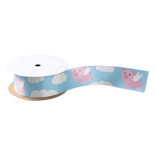 Flying Pig Cute Animal Ribbon Satin Ribbon (Spool)