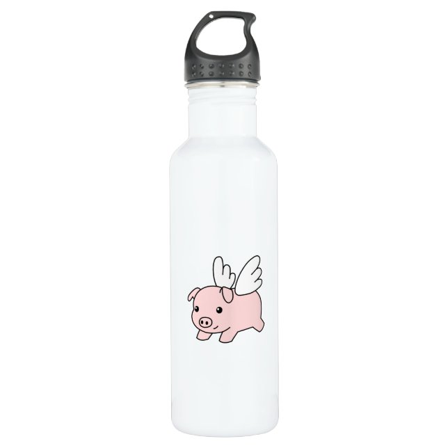 Flying Pig - Cute Piglet with Wings 710 Ml Water Bottle (Front)