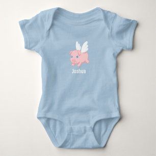 Flying Pig - Cute Piglet with Wings Baby Bodysuit