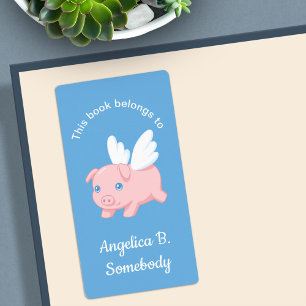 Flying Pig - Cute Piglet with Wings Bookplate