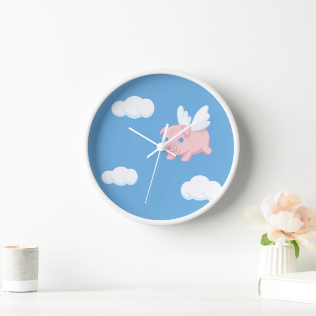 Flying Pig - Cute Piglet with Wings Clock (Home)