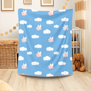 Flying Pig - Cute Piglet with Wings Fleece Blanket