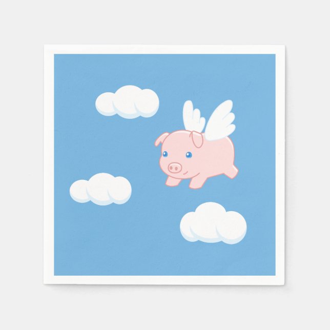 Flying Pig - Cute Piglet with Wings Napkin (Front)