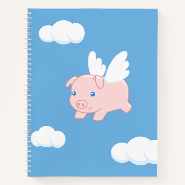 Flying Pig - Cute Piglet with Wings Notebook (Front)