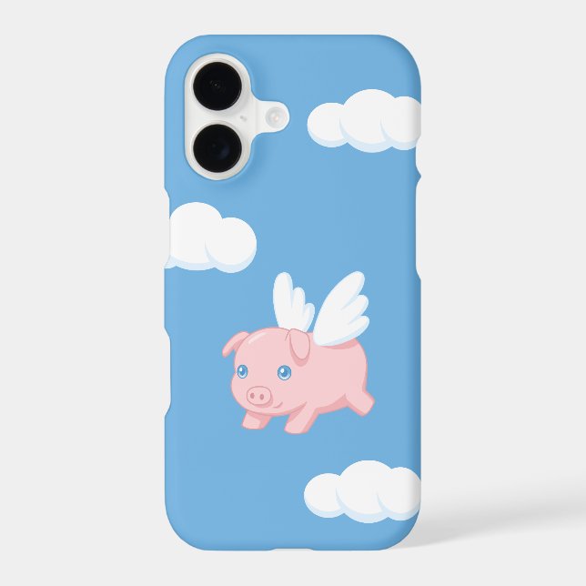 Flying Pig - Cute Piglet with Wings on Blue (Back)
