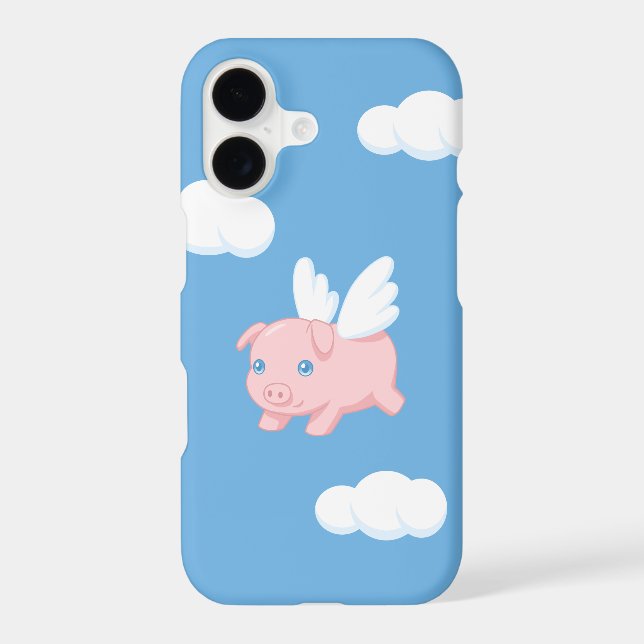 Flying Pig - Cute Piglet with Wings on Blue (Back)