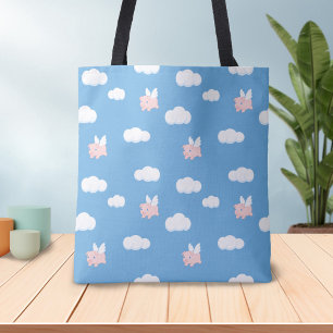 Flying Pig Cute Piglet with Wings Pattern Tote Bag