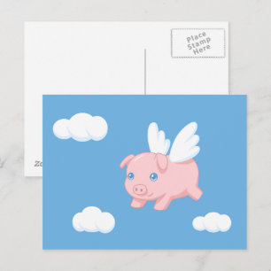 Flying Pig - Cute Piglet with Wings Postcard