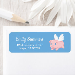 Flying Pig - Cute Piglet with Wings Return Address Label