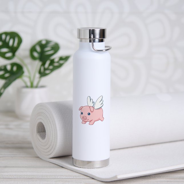 Flying Pig - Cute Piglet with Wings Water Bottle (Yoga (Rotated))