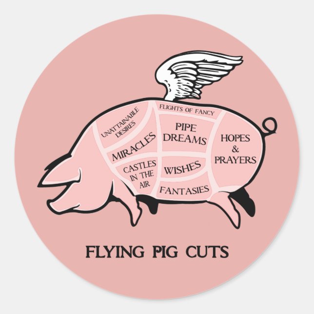 Flying Pig Cuts Sticker (Front)