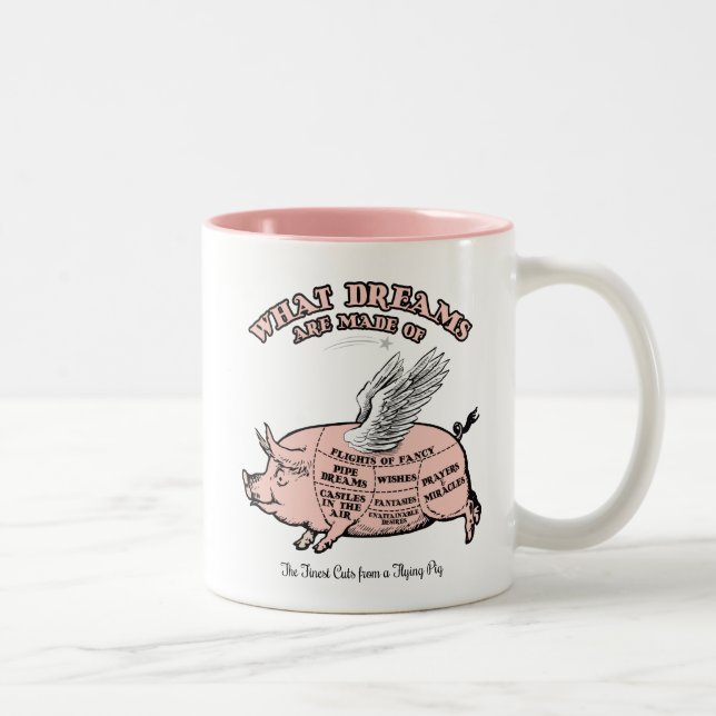 FLYING PIG CUTS-WHAT DREAMS ARE MADE OF Two-Tone COFFEE MUG (Right)