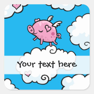 Flying pig dances on clouds customisable sticker