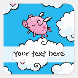 Flying pig dances on clouds customizable sticker