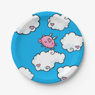 Flying Pig Dances on clouds plate