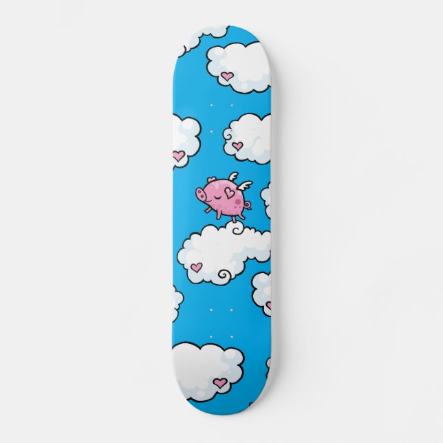 Flying pig dances on clouds skateboard (Front)