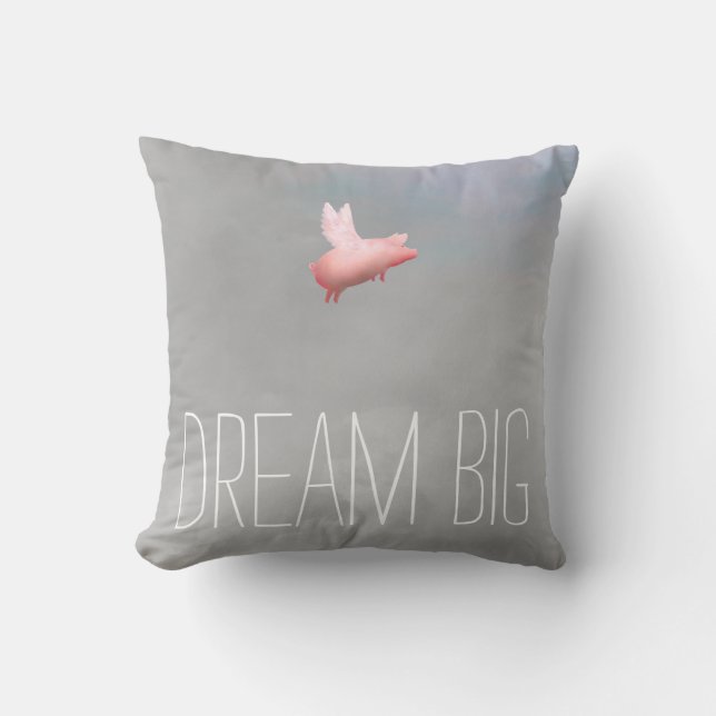 Flying Pig Dream Big Cushion (Front)