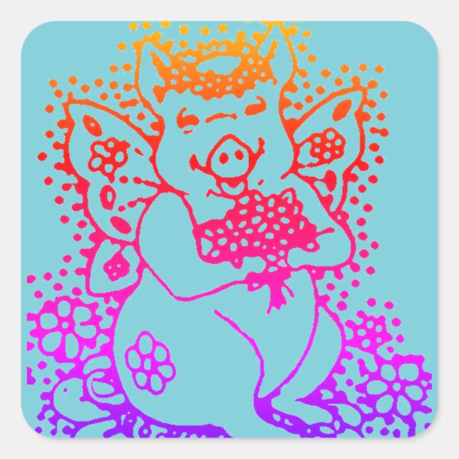 FLYING PIG, FLOWER FAIRY COLOR STICKERS Squ, SHEET (Front)