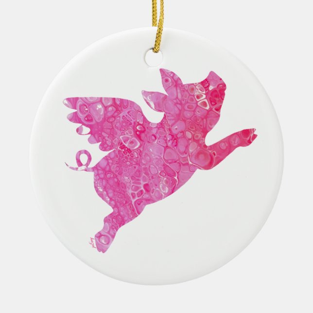 Flying Pig, Flying Pig Ceramic Ornament (Front)