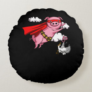 Flying Pig Funny Farm Animal Pork Round Cushion
