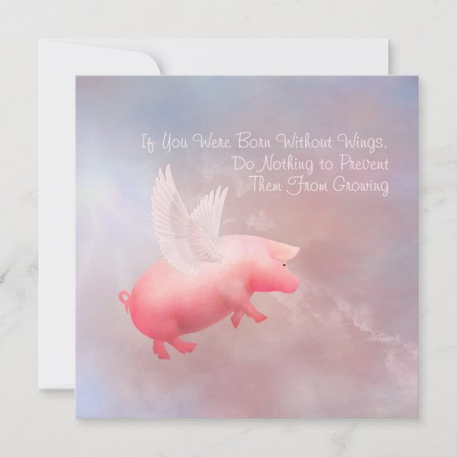 Flying Pig-Grow Your Wings  Card (Front)