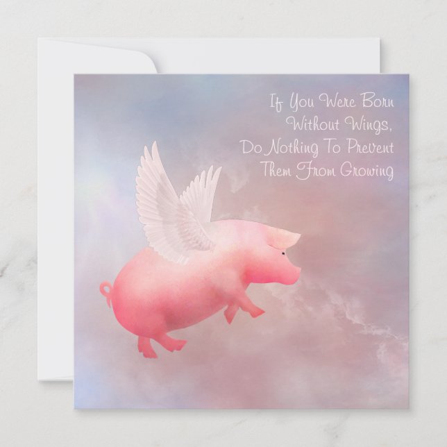 Flying Pig Grow Your Wings Card (Front)