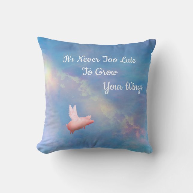 Flying Pig-Grow Your Wings Cushion (Front)