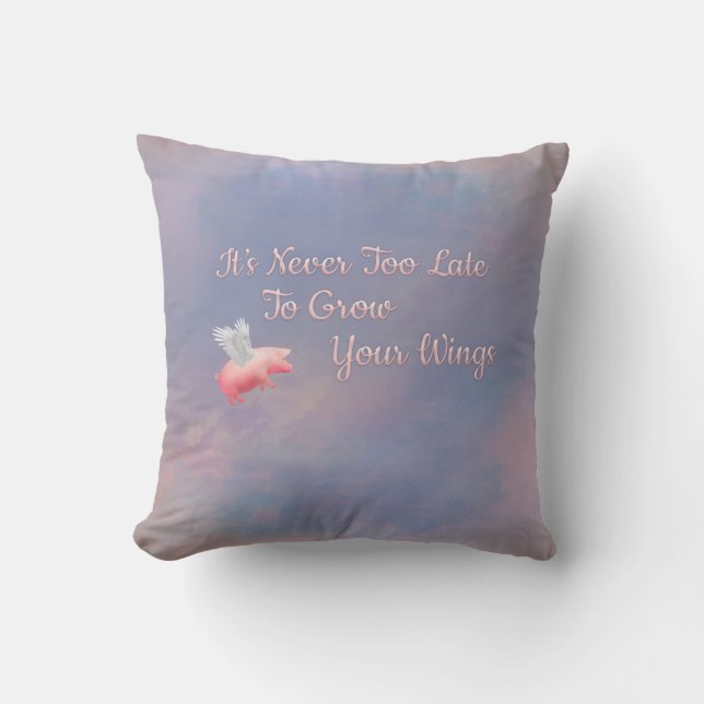 Flying Pig-Grow Your Wings Cushion (Front)