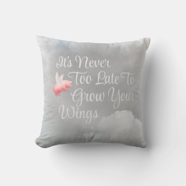 Flying Pig-Grow Your Wings Cushion (Front)