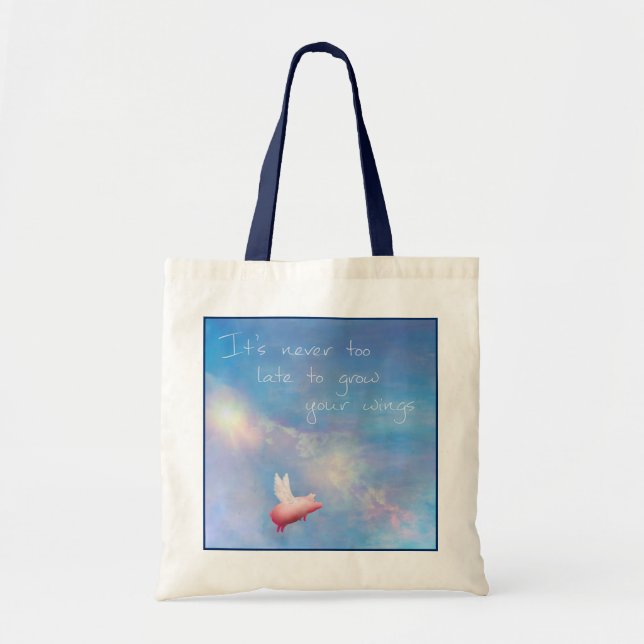 Flying Pig-Grow Your Wings Tote Bag (Front)