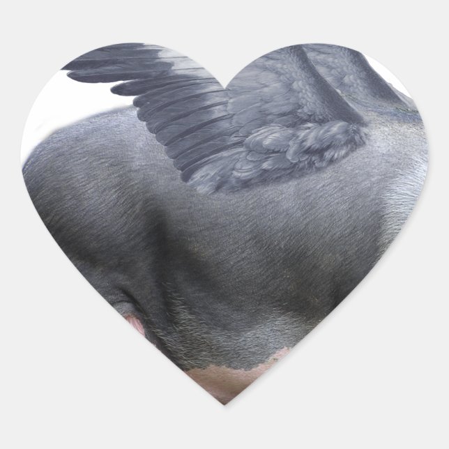 flying pig heart sticker (Front)